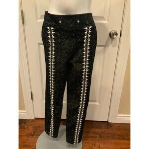 Kempner Black & White Speckled Dress Pants w/ Bead & Jewel Front, Size 6 (US)